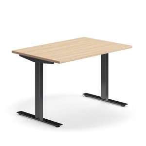 Psací stůl QBUS, T-nohy, 1200x800 mm, černá podnož, dub