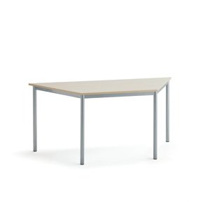 Stůl SONITUS TRAPETS, 1600x800x720 mm, stříbrné nohy, HPL deska, bříza