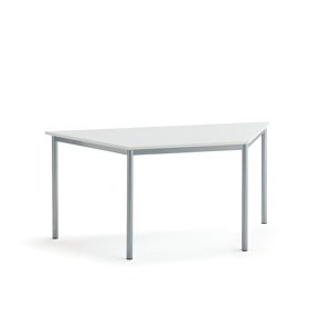 Stůl SONITUS TRAPETS, 1600x800x720 mm, stříbrné nohy, HPL deska, bílá