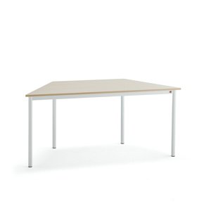 Stůl SONITUS TRAPETS, 1600x800x720 mm, bílé nohy, HPL deska, bříza