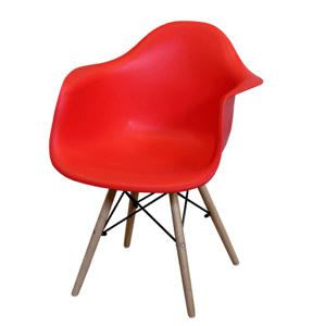 Jídelní židle DUO – plast, kov/masiv buk, více barev Červená